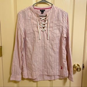 U.S. Polo Assn. striped lace-up top